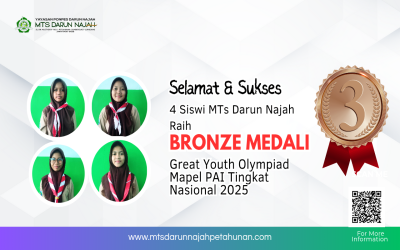 4 Siswi MTs Darun Najah Raih Medali Perunggu di Ajang Nasional Great Youth Olympiad 2025